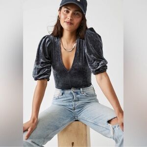 Free People intimately crushed velvet bodysuit size large
